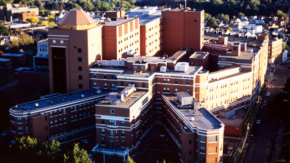 A bird's eye view of West Penn Hospital.